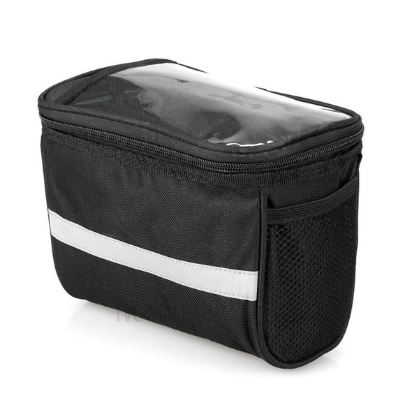 Durable Dust-proof Bicycle Insulated Front Bag with Reflective Strip - Black