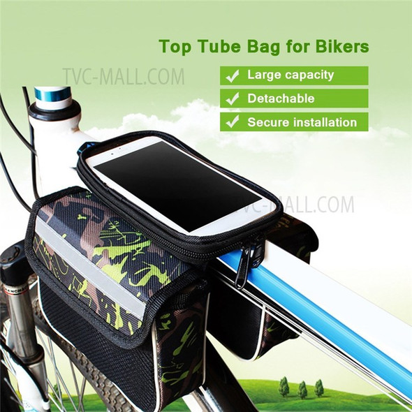 Bike Saddle Bag Durable Cycling Top Tube Bag Waterproof Transparent PVC Phone Protection Bag for Bikers - Blue