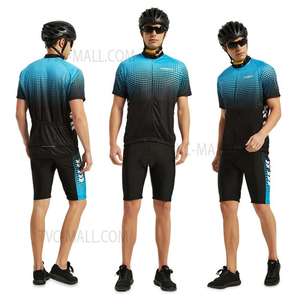 TOM SHOO Men's Summer Short Suits Cycling Set with 5D Gel Padded Riding Shorts Quick Dry Breathable Cycling Jersey Set - Blue/L