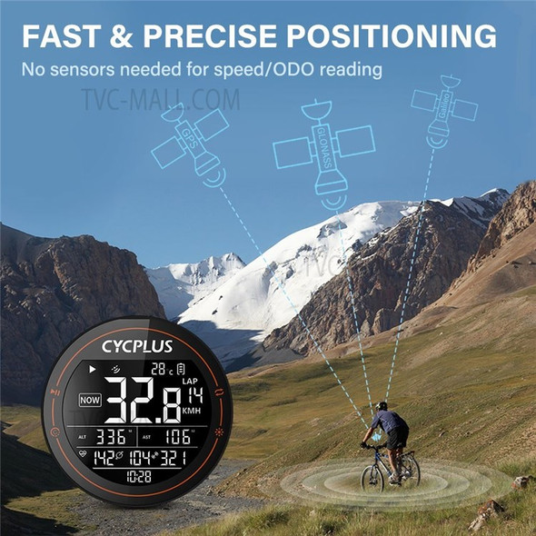 CYCPLUS Wireless MTB Road Bike Computer Waterproof GPS Speedometer BT ANT+ Cycling Computer with Cadence Sensor Heart Rate Monitor