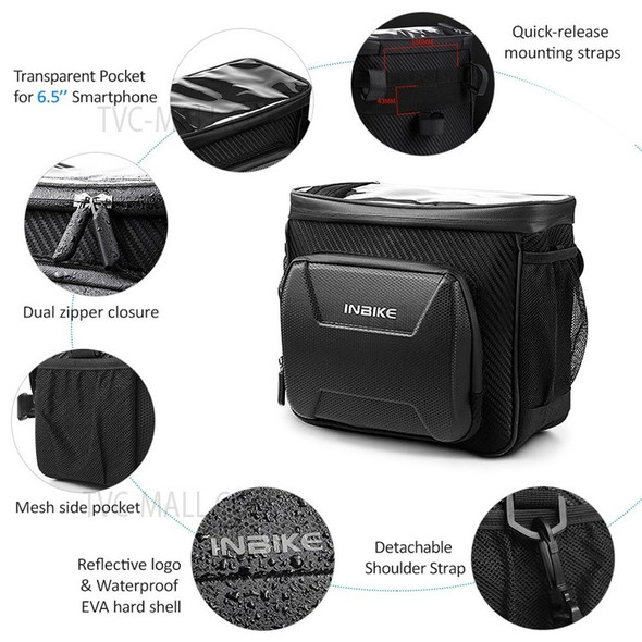 INBIKE Insulated Bike Handlebar Cooler Bag Waterproof Touch Screen Phone Pouch Bicycle Front Basket Reflective Cycling Handlebar Storage Bag