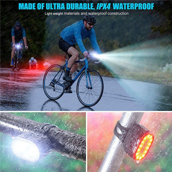 USB Rechargeable Bike Light Set  IPX4 Bright Front Headlight and Rear LED Bicycle Light Accessories for Night Riding Cycling