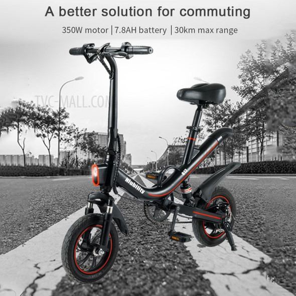 NIUBILITY B12 12 Inch 350W Folding Electric Bicycle Power Assist E-Bike 25-30km Range with Shock Absorber - Black