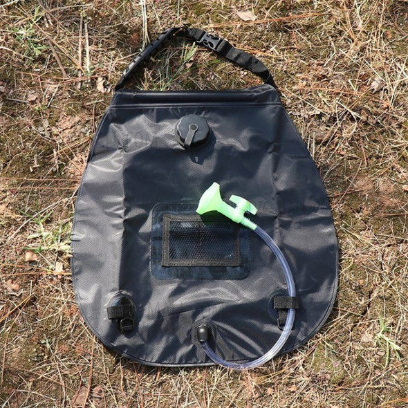 20L Outdoor Solar Shower Bag Collapsible Water Storage Bag Portable Hot Water Bath Bag - Black