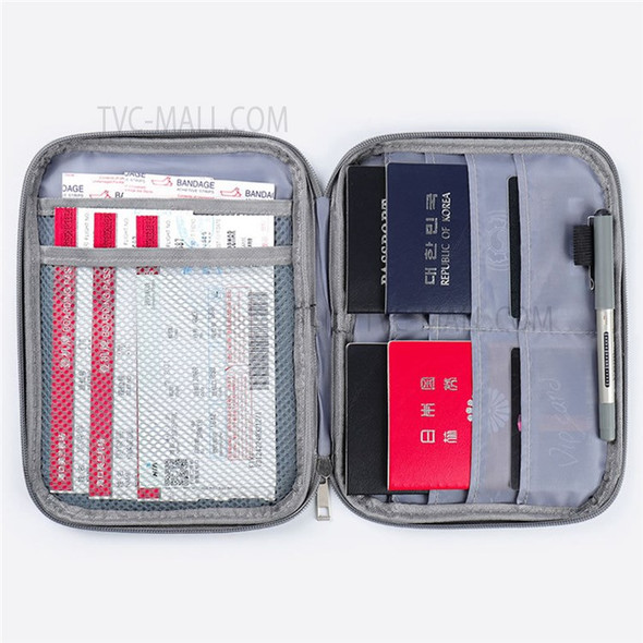 Large Size Portable Travel Passport Cards Zipper Bag Medicine Storage Medical Bag - Grey