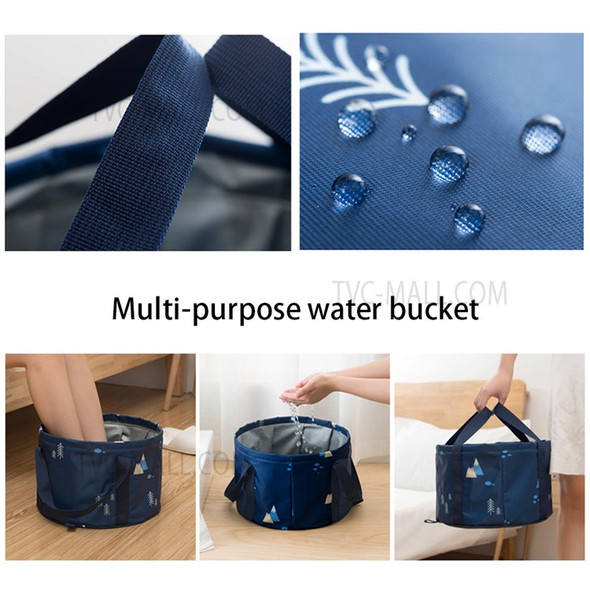 Large Size Portable Folding Travel Face Washing Water Bucket Waterproof Camping Hiking Water Holder Basin - Navy Blue/Triangle