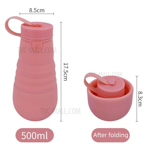 500ml Retractable Silicone Water Bottle Sports Kettle for Travel (without FDA Certificate) - Pink