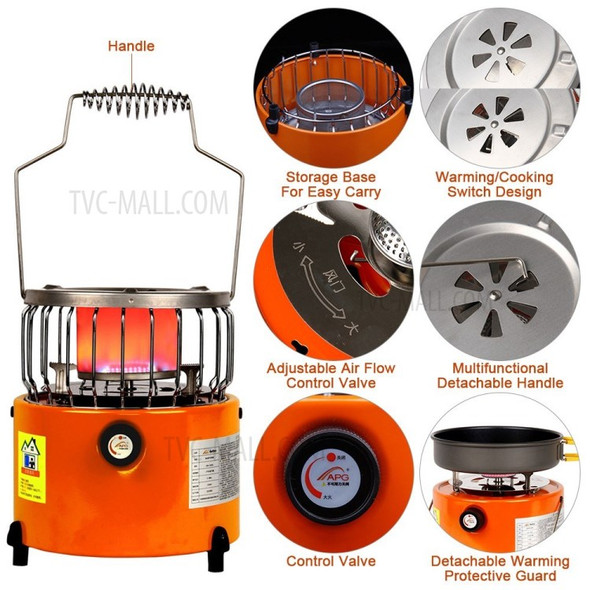 2 In 1 2000W Portable Heater Camping Stove Heating Cooker For Cooking Backpacking Ice Fishing Camping Hiking