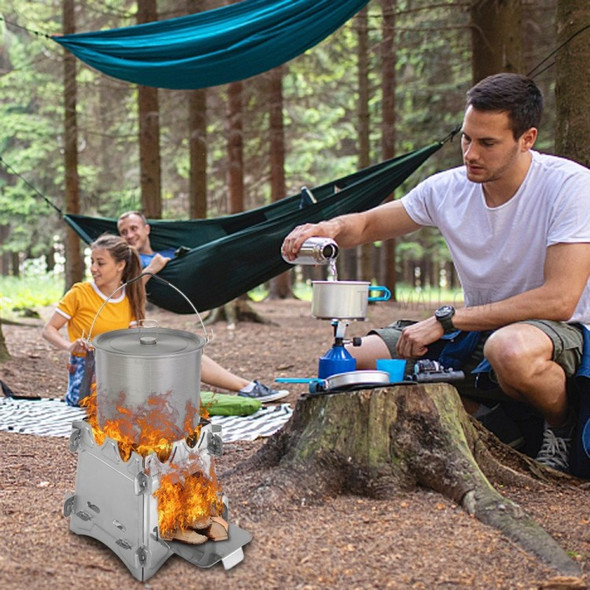 Stainless Steel Camping Stove Portable Folding Wood Burning Stove with Door for Outdoor Backpacking Hiking Traveling Picnic BBQ