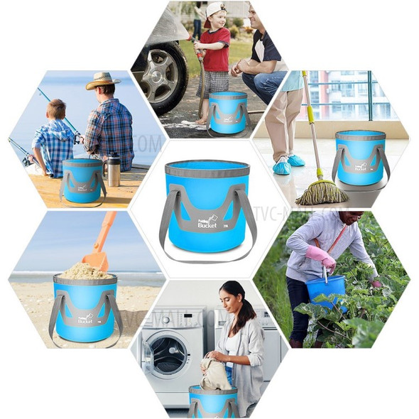 20L Collapsible Bucket Folding Water Container Portable Wash Basin for Fishing Camping Hiking Backpacking Car Washing - Blue