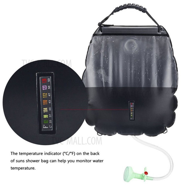 For Outdoor Camping 20L Large Capacity Portable Shower Bath Sunshine Heat Water Bag - Black