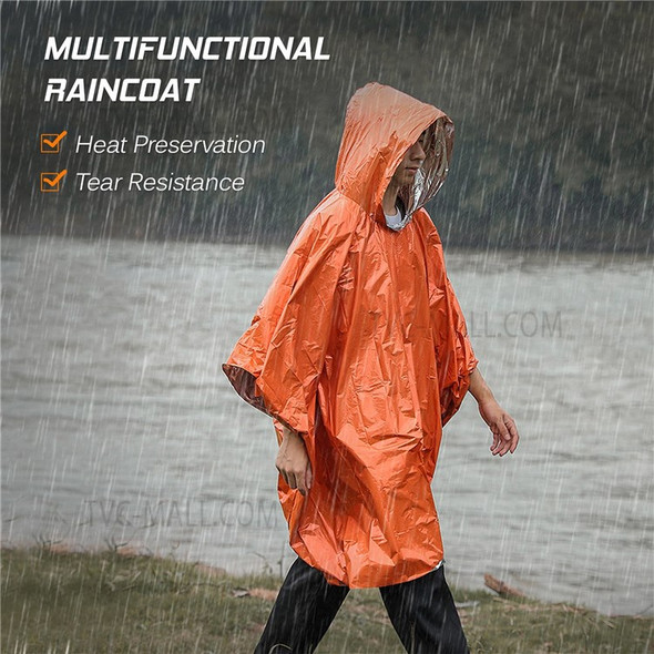 4Pcs Orange Emergency Raincoat Aluminum Film Disposable Survival Poncho for Camping Hiking Sport - Orange/Silver