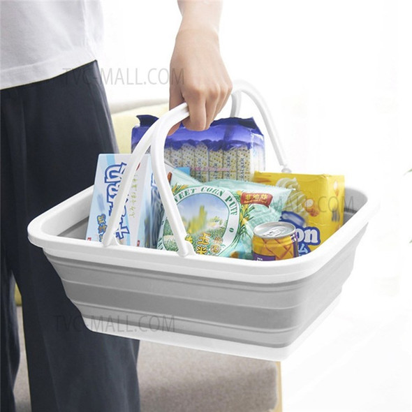 Collapsible Camping Basket Tub with Handle Picnic Basket for Washing Dishes Camping Hiking Home (without FDA Certification)