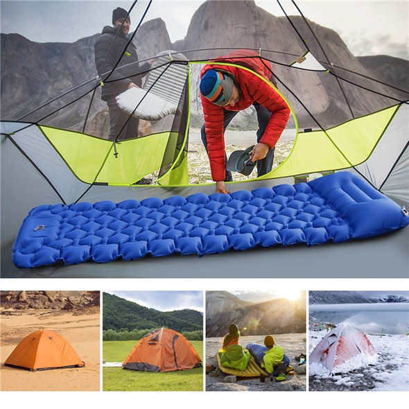 Camping Mat Ultralight Inflatable Sleeping Mattress Waterproof Sleeping Pad Folding Single Bed with Air Pillow - Orange