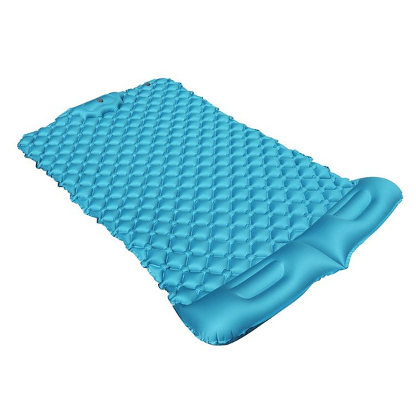 Inflatable Sleeping Pad Lightweight Camping Mattress Camp Air Mat Bed with Pillows for Hiking Backpacking Camping - Blue