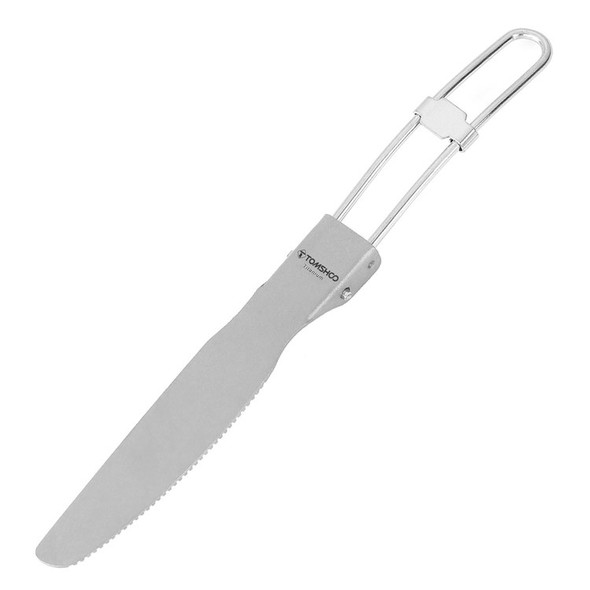 TOMSHCO 3Pcs Titanium Folding Utensil Set Fork Knife Spoon Open Campfire Flatware for Camping, Backpacking, Hiking (NO FDA Certificate)