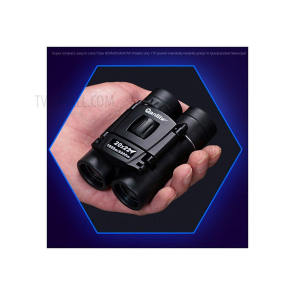 QANLIIY 20X22 Mini HD Binoculars Portable BAK-4 Prism Telescope Spotting Scope - Black