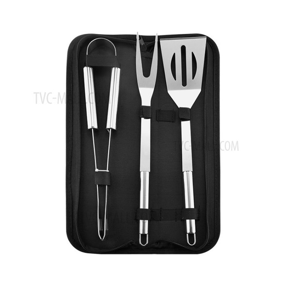 3Pcs Portable Stainless Steel Barbecue Tools for Home Outdoor with Storage Bag