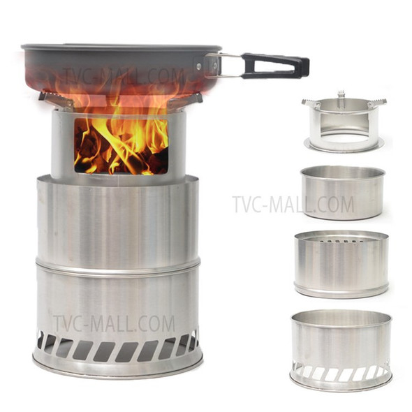 Camping Stove Portable Wood Stove Stainless Steel Backpacking Stove for Outdoor Camp Survival Hiking Picnic with Storage Bag