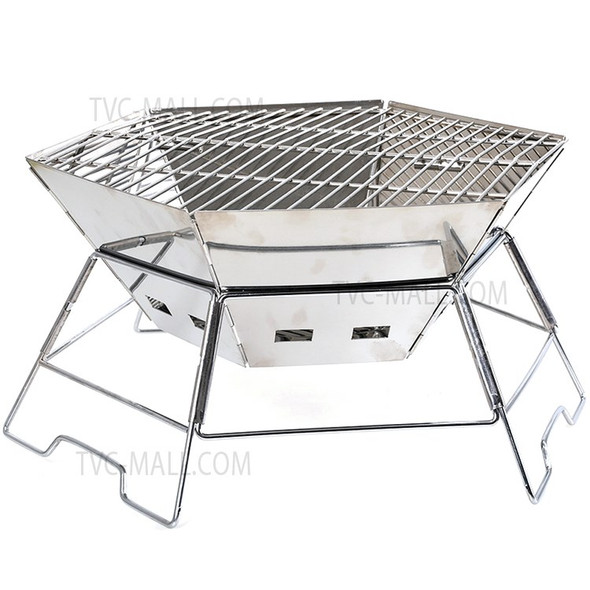 HALIN Stainless Steel Barbecue Charcoal Grill Hexagon Shaped BBQ Tool Kits for Outdoor Picnic/BBQ