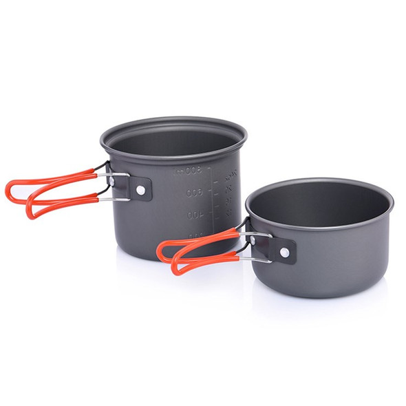 WIDESEA WSC-101 2Pcs/Set Camping Cooking Utensil Outdoor Hiking Picnic Bowl Pot Pan Set Travel Supply (No FDA Certificate, BPA-Free)