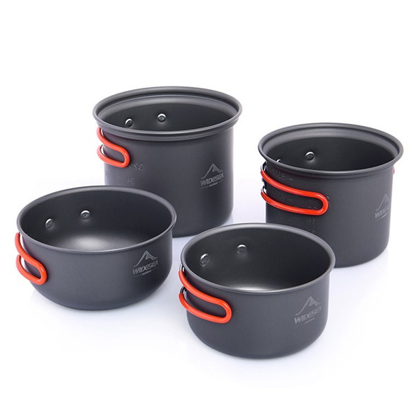 WIDESEA WSC-102 4Pcs/Set Outdoor Cooking Utensils Hiking Camping Pot Pan Bowl Cookware for 2-3 Persons (No FDA Certificate, BPA-Free)