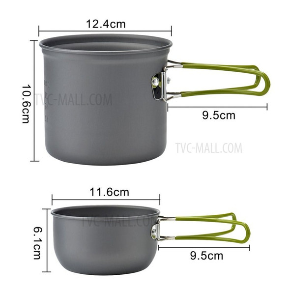 DS-101 Camping Hiking Foldable Cookware Set Pot Pan