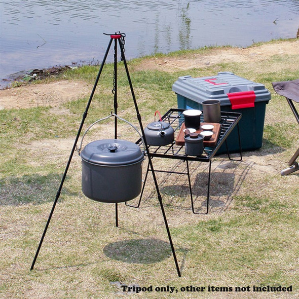 Outdoor Camping Aluminum Alloy Dutch Oven Stand Tripod Campfire Cooking Pot Pan Hanger - Black