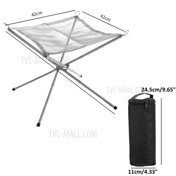 Portable BBQ Holder Rack Outdoor Campfire Cooking Fire Pit Folding Barbecue Grill Stand - M/42*42cm