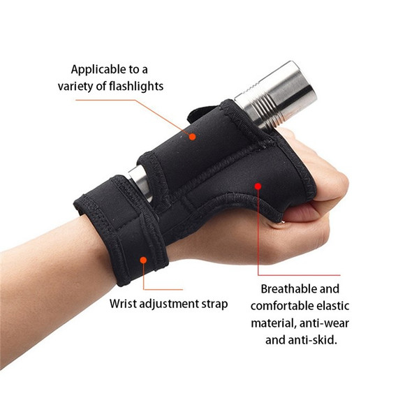 LUCKSTONE Hands-Free Wrist Strap Flashlight Holder Diving Flashlight Glove Sleeve Adjustable Wristband Scuba Lights Accessories for Snorkeling Fishing (Wristband Type)