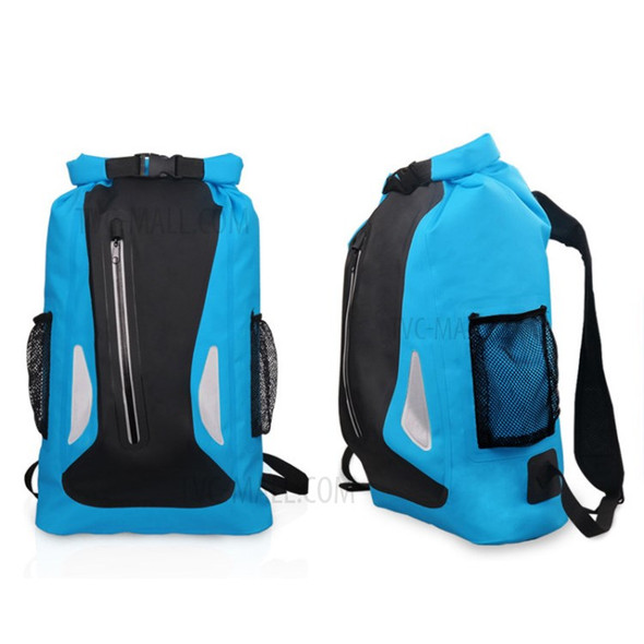 25L Outdoor Waterproof Bag Bucket Floating Backpack with Reflective Strap - Baby Blue