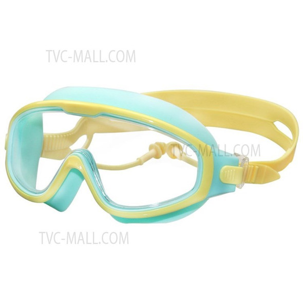 Kids Children Swimming Goggles Comfortable Fit Glasses Anti-Fog Eyeglasses - Cyan / Yellow