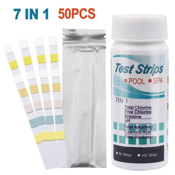 7 in 1 Water Test Strip Paper for Spa Swimming Pool Hot Tubs - 50Pcs/Bottle