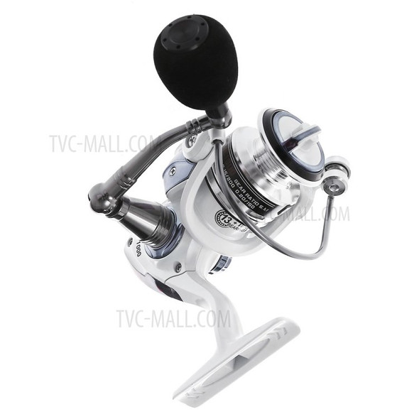 HC2000 6+1BB 5.2:1 Metal Spinning Fishing Reel with Aluminum Spool - White