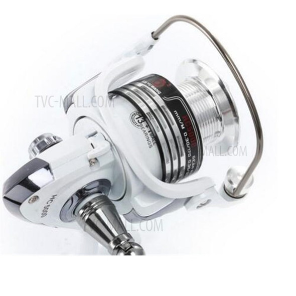 HC4000 6+1 Ball Bearings Metal Spinning Fishing Reel 5.2:1 Gear Ratio - White