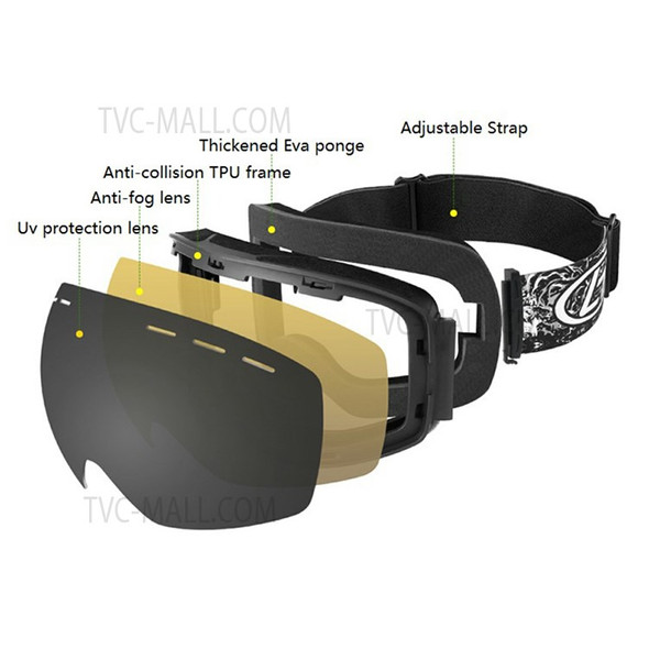 OBAOLAY H018 Double Layer Anti-fog UV400 Ski Goggles Winter Windproof Ski Climbing Glasses - Style A