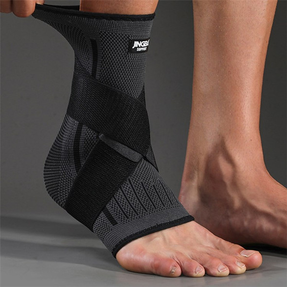 JINGBA SUPPORT 0147A 1Pc Nylon+Spandex Bandage Ankle Support Football Basketball Sports Safety Ankle Protection Ankle Brace - Black/S/M