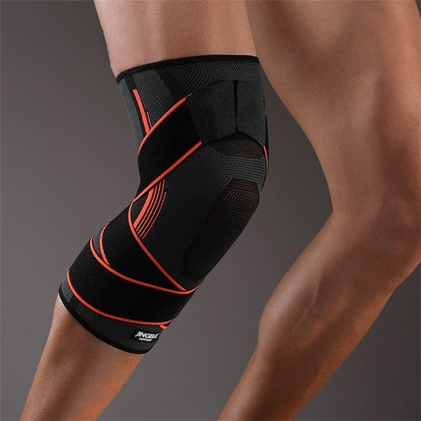JINGBA SUPPORT 0167B 1Pc Sports Running Knee Guard Basketball Weightlifting Knitted Elastic Anti-strain Knee Brace Protector - Orange S/M