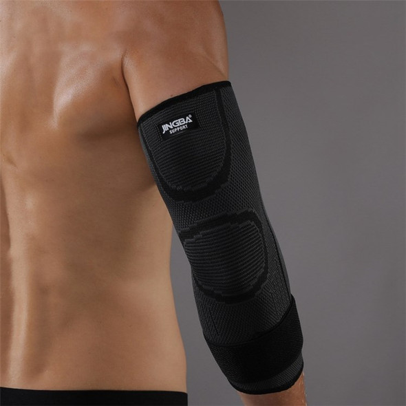 JINGBA SUPPORT 0137 1Pc Fitness Weightlifting Basketball Elbow Brace Anti-skid Elastic Sports Elbow Guard - Black S/M