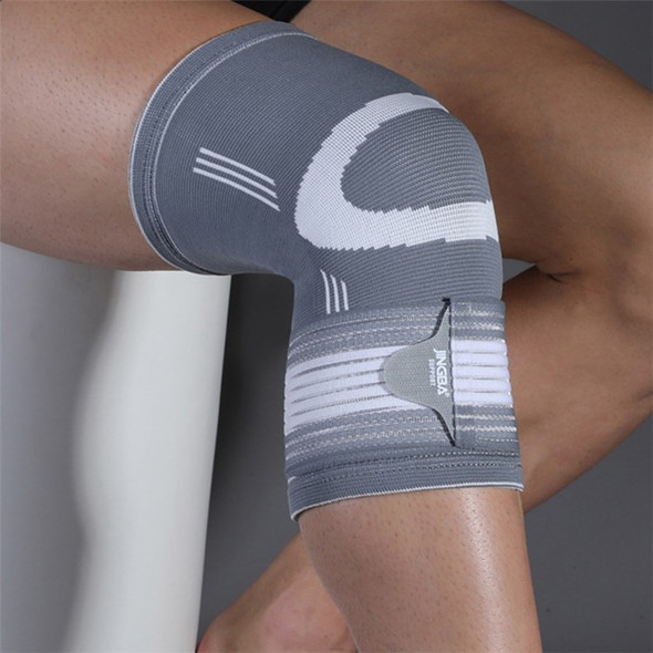 JINGBA SUPPORT 4167 1Pc Sports Compression Knee Guard Running Basketball Squat Elastic Anti-skid Knee Brace Protector - Grey S/M