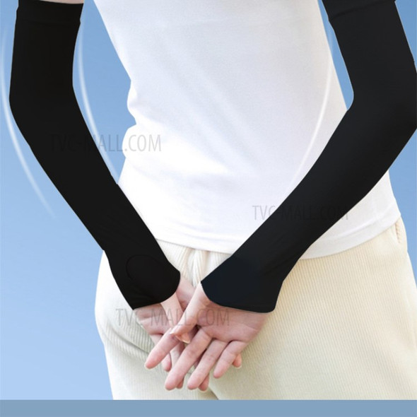 PICTET.FINO RH86 1 Pair Summer Outdoor Anti-UV Sleeves Breathable Sunscreen Cooling Arm Sleeves - Black