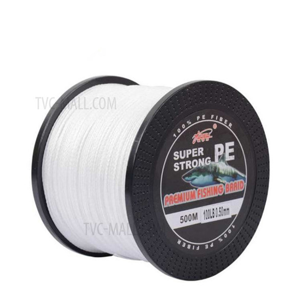 YUDELI 500m Powerful Fishing Line 4 Strands Braided PE Saltwater Fishing Line - White / Line Size: 0.4#: 0.10mm/10LB/4.8KG