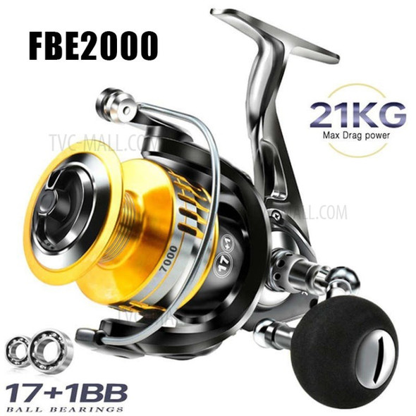 5.0:1 Fishing Reel 17+1BB 21kg Ultra Smooth Spinning Reels for Freshwater Saltwater Fishing - FBE2000