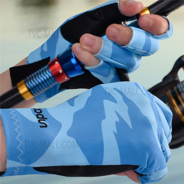 BOODUN 1678 1 Pair Camouflage Fishing Glove Breathable Half Finger Non-slip Outdoor Sports Glove - Blue/M