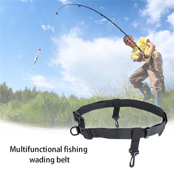 LUCKSTONE Multifunctional Outdoor Fishing Waist Belt Adjustable Waistband with D-ring and Hanging Hook