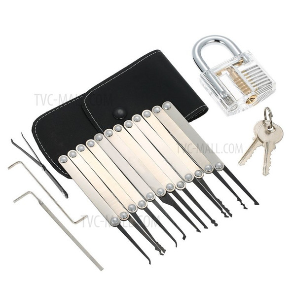 15Pcs Household Lock Pick Set Tools with Transparent Key Lockpicking Home Improvement Simple Accessory