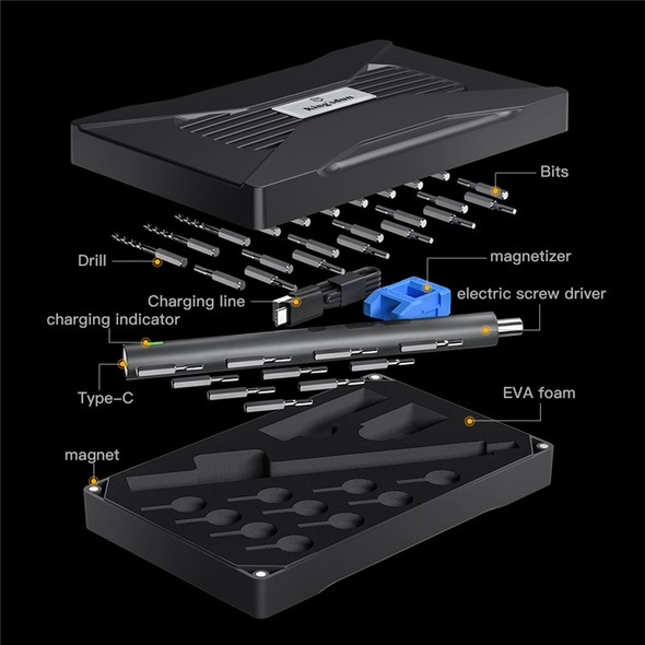 KING'SDUN KS-882040 38Pcs Electric Repair Tool Kit Portable Mini Screwdriver Set with 23 Bits, 8 High-Speed Steel Bits, 2 Polished Bits