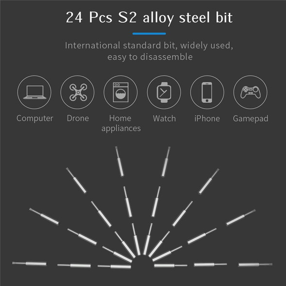 KING'SDUN KS-882037 28Pcs MR1-4mm Electric Repair Tool Kit with 24 Bits Magnetic Mini Screwdriver Set for Watches, Cameras, Drones