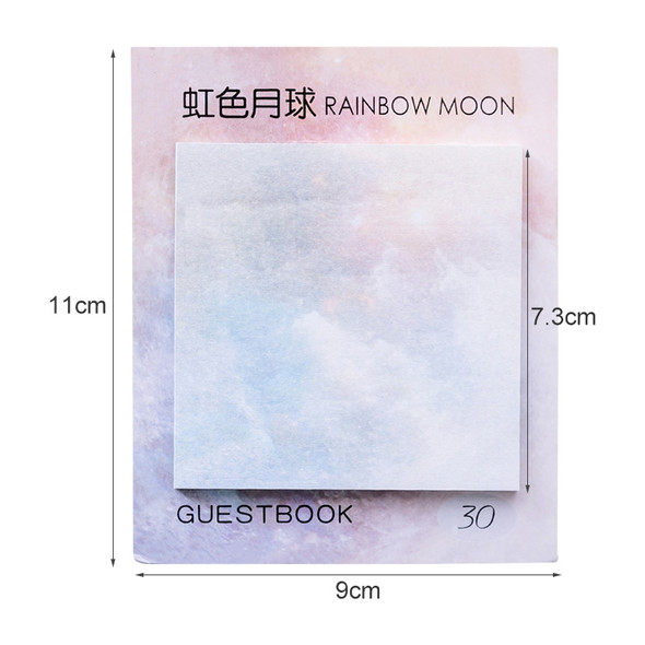 2 PCS Square Beautiful Planet Sticky Sticky Tearable Sticky Oil Painting Notepad(Rainbow Moon)