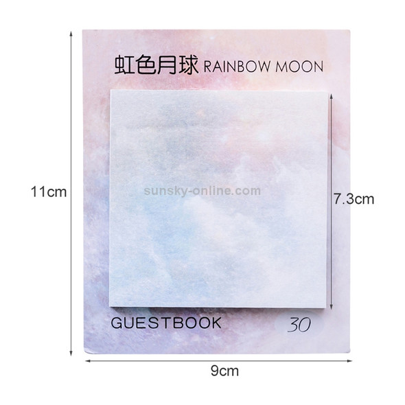 2 PCS Square Beautiful Planet Sticky Sticky Tearable Sticky Oil Painting Notepad(Rainbow Moon)